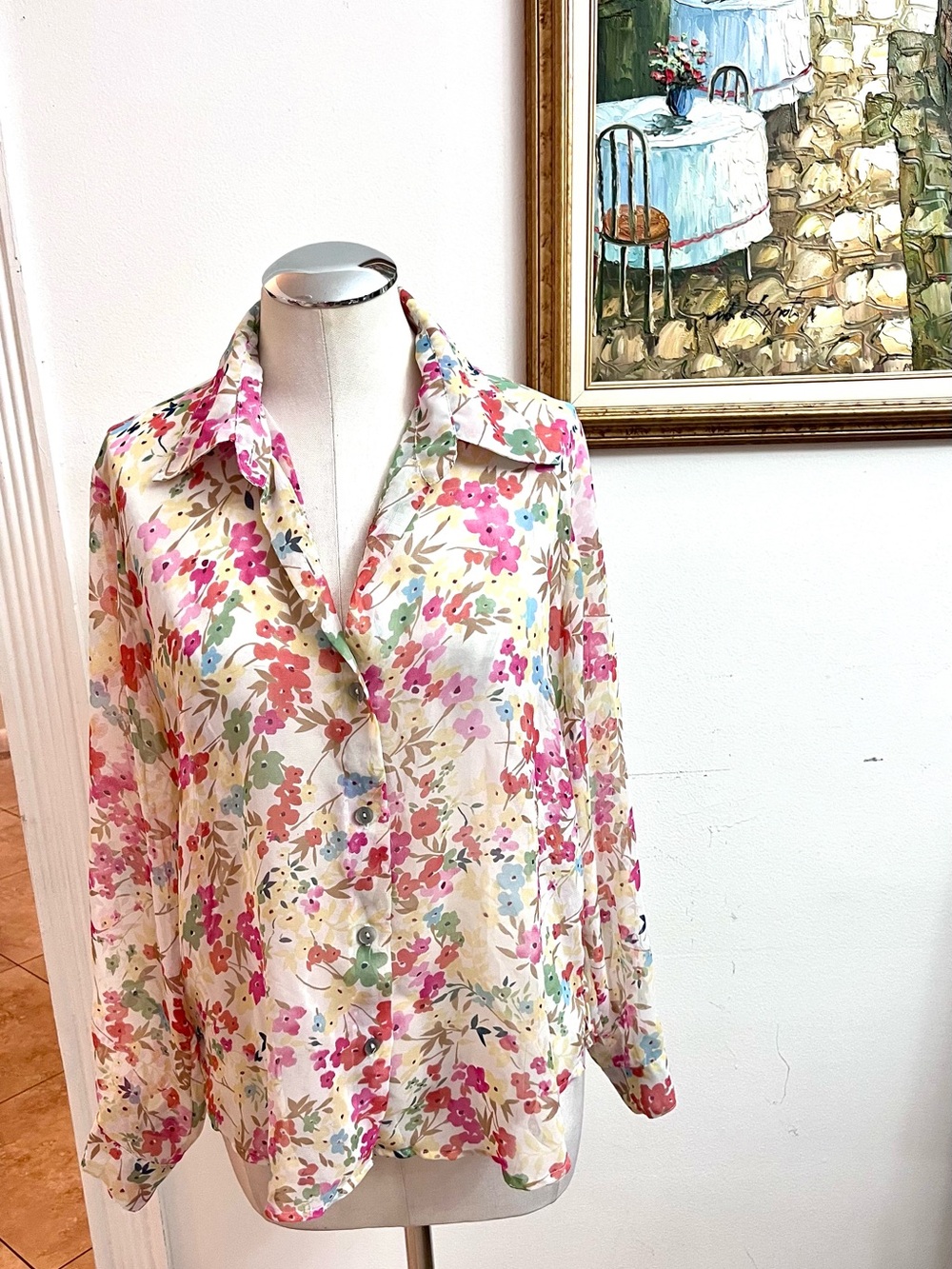 Jordan Floral Button-Down Blouse in Pink Multi